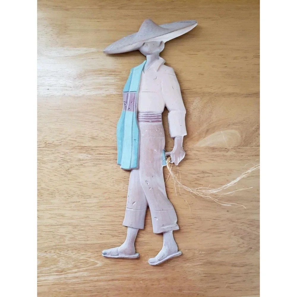 Southwestern Metal Wall Art Mexican Folk Scene Man Donkey Plaque